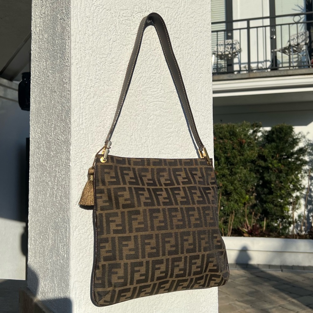 Fendi Zucca Tassel Shoulder Bag - Picture 3 of 12